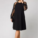 Milena™ | Tyylikäs musta mekko pitsihihoilla