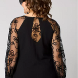 Milena™ | Tyylikäs musta mekko pitsihihoilla