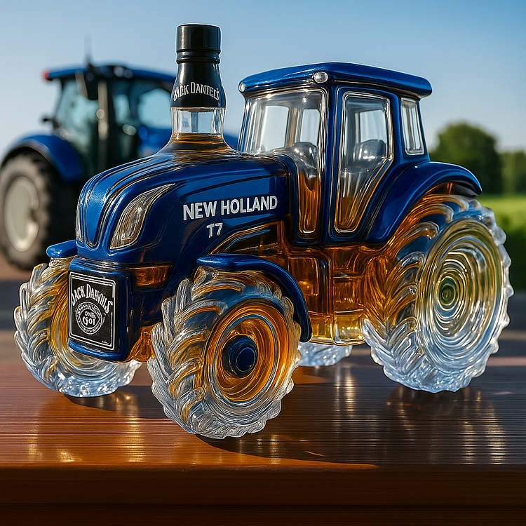 Klassinen viskipullo traktori New Holland T7 -muodossa