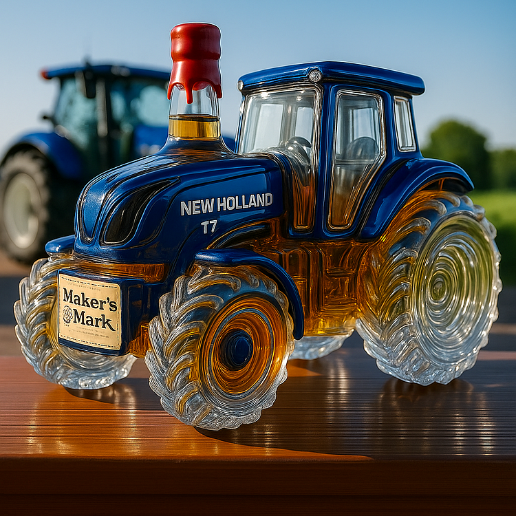 Klassinen viskipullo traktori New Holland T7 -muodossa