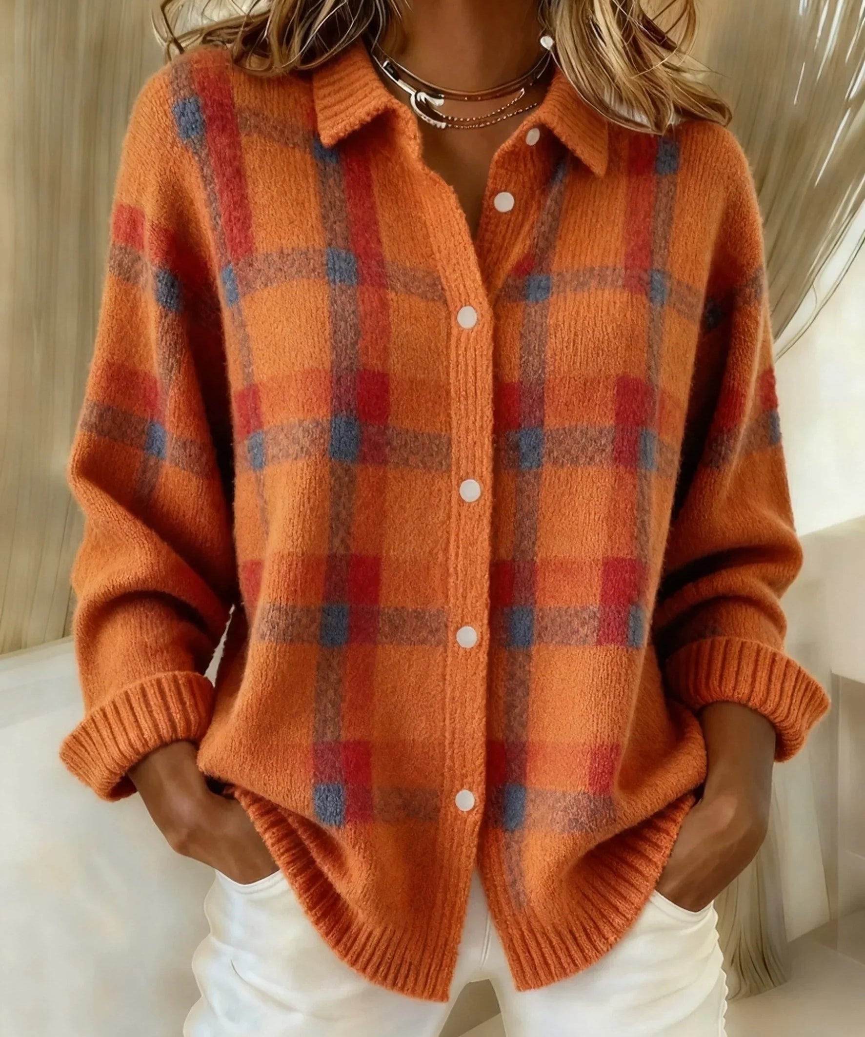 Felicia™ | Rento Ruudullinen Neuletakki