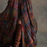 Emanuela™ | Tyylikäs ruutumekko vyöllä