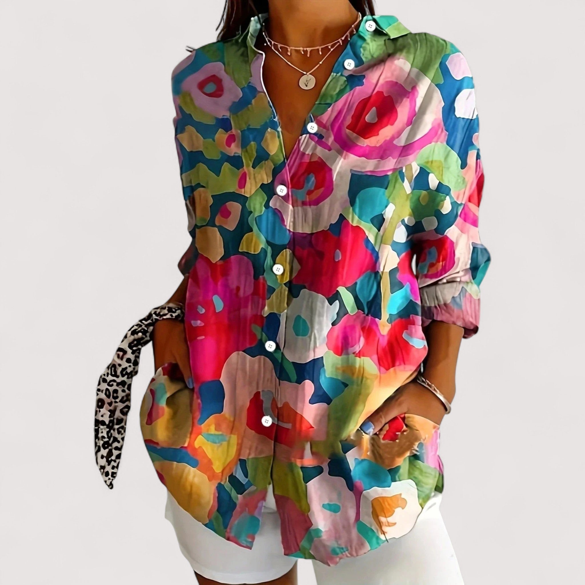 Annika™ | Monivärinen printtipaita