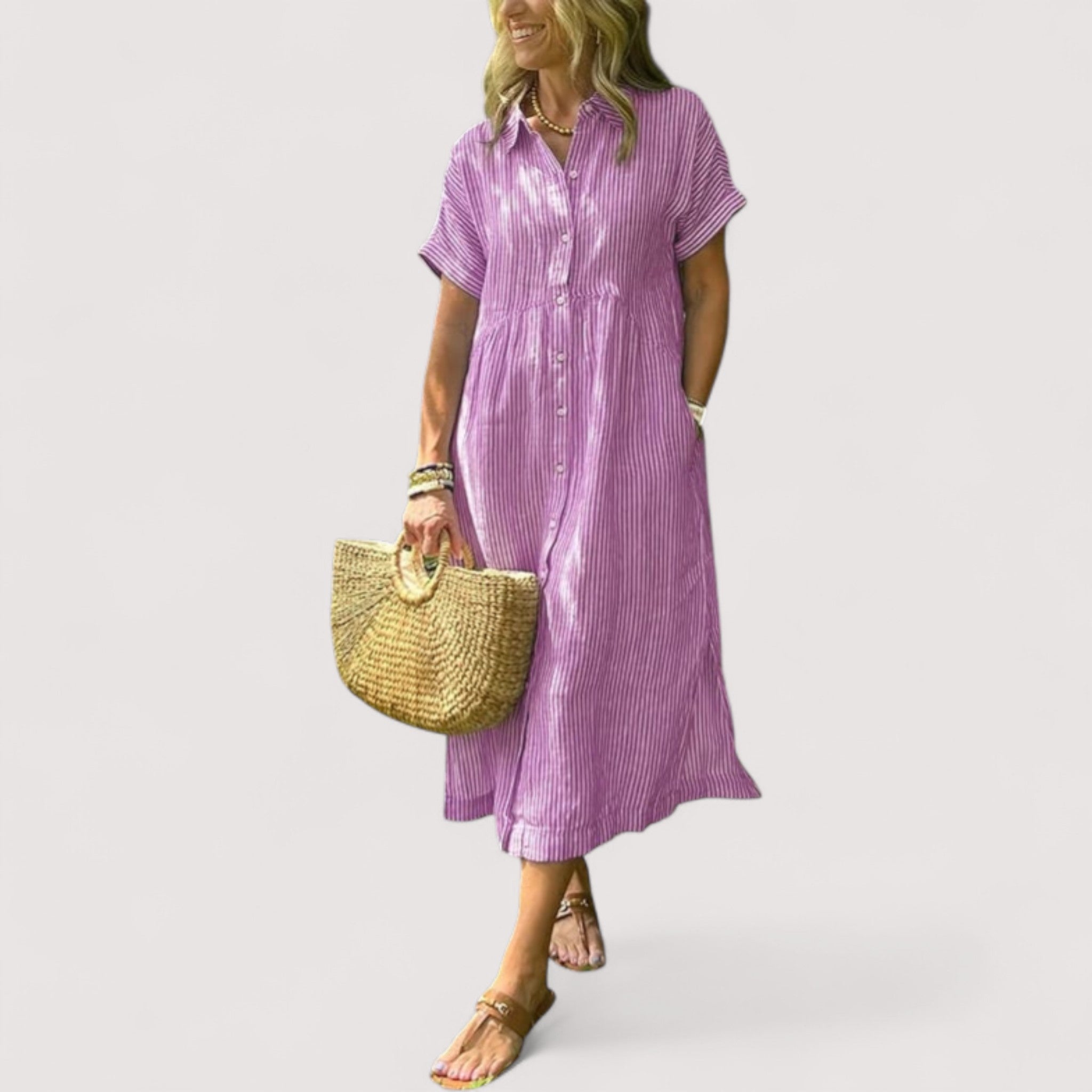 Rea™ | Raidallinen Hemdblusenkleid