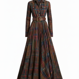 Emanuela™ | Tyylikäs ruutumekko vyöllä