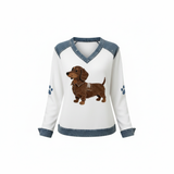 Paloma™ | V-aukkoinen paita koirakuviolla