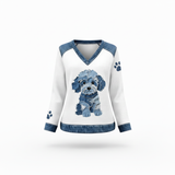 Carmen™ | V-aukkoinen paita koirakuviolla