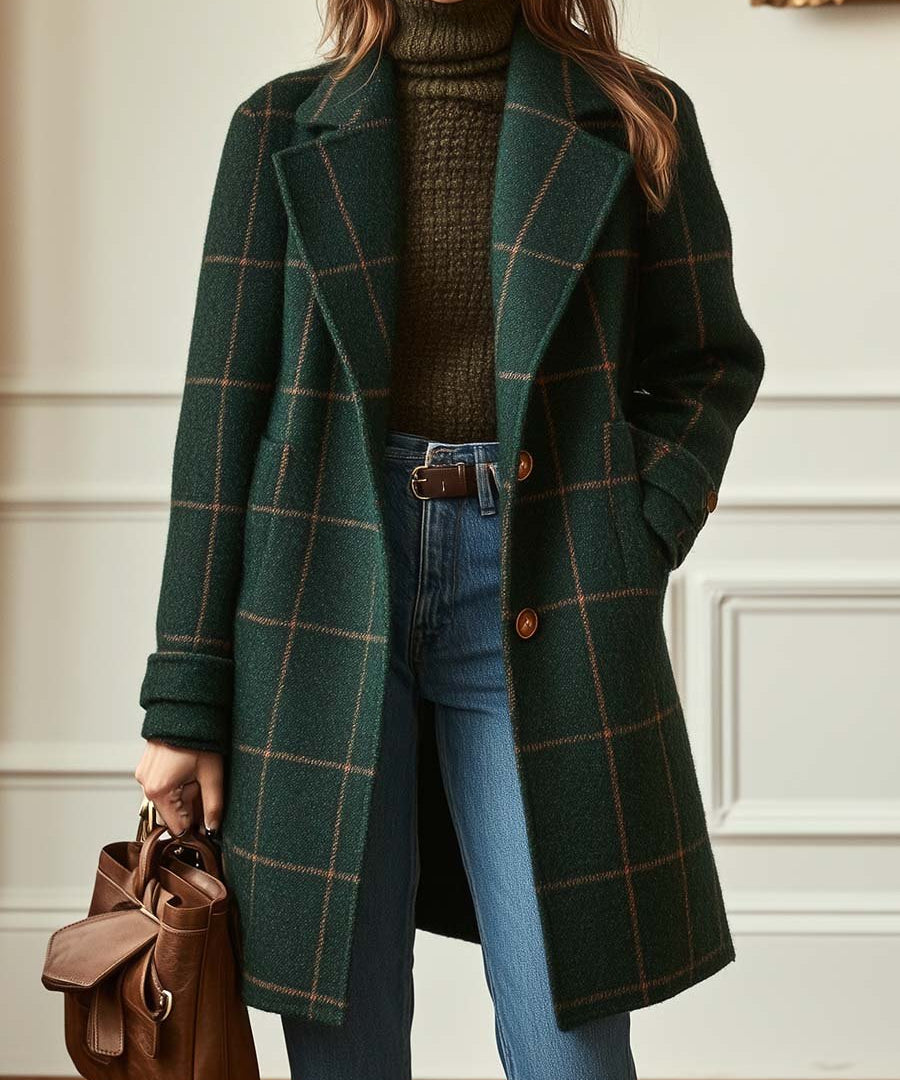 Florencia™ | Retrotuunattu ruudullinen tweed-takki