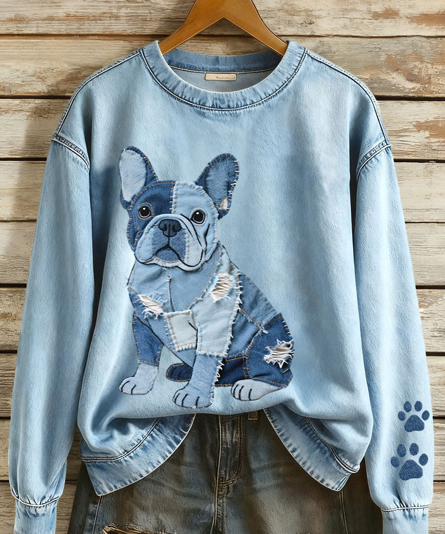 Nina™ | Farkkupatchwork-paita koirakuviolla