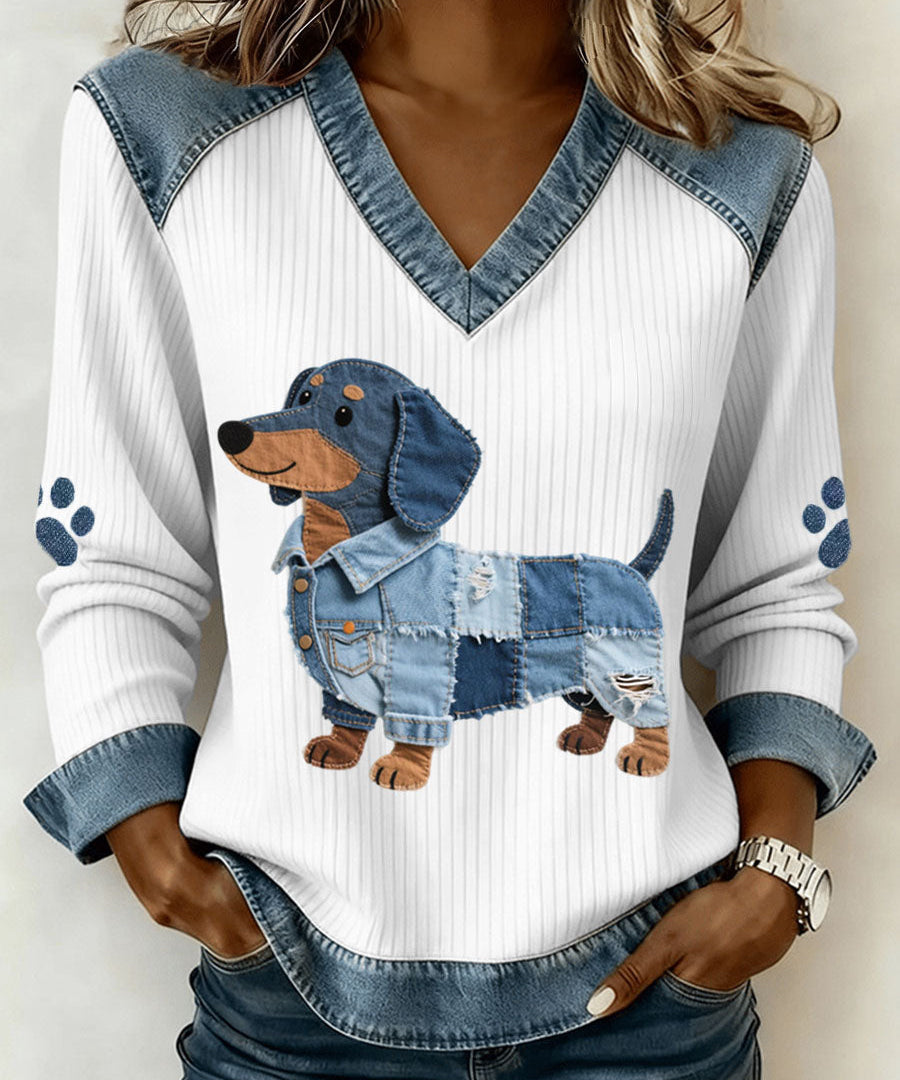 Sombra™ | V-aukkoinen paita koirakuviolla