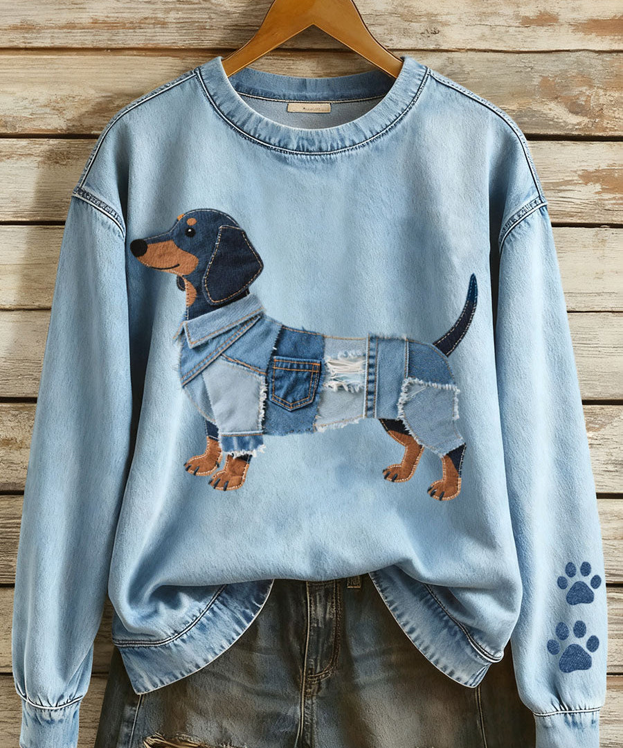 Sol™ | Farkkupatchwork-paita koirakuviolla