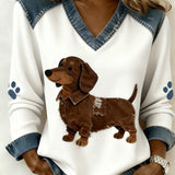 Paloma™ | V-aukkoinen paita koirakuviolla